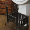 Garden Court Antiques - Iron Firedogs with Log Basket; English circa 1880