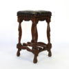 Arts And Crafts Period Square Stool Upholstered In Tufted Dark Leather, English, Circa 1880.