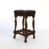 Arts And Crafts Period Square Stool Upholstered In Tufted Dark Leather, English, Circa 1880.