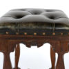Arts And Crafts Period Square Stool Upholstered In Tufted Dark Leather, English, Circa 1880.