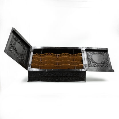 Intricately Carved Anglo Indian Ebony Antique Stationery Box (415) 355-1690