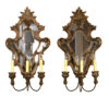 Pair of Italian Painted & Parcel Gilt, Carved Wood Girandole Mirrors, Circa 1820; Now Electrified.