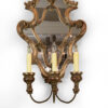 Pair of Italian Painted & Parcel Gilt, Carved Wood Girandole Mirrors, Circa 1820; Now Electrified.
