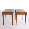 Pair Of Neoclassical Style Side Tables With Single Drawer Black With Embossed Leather Inset Tops American 20th Century