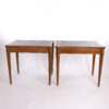 Pair Of Neoclassical Style Side Tables With Single Drawer Black With Embossed Leather Inset Tops American 20th Century