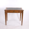 Pair Of Neoclassical Style Side Tables With Single Drawer Black With Embossed Leather Inset Tops American 20th Century