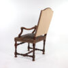 French Baroque Style Walnut Fauteuil Upholstered In Embossed Leather, Circa 1800