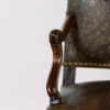 French Baroque Style Walnut Fauteuil Upholstered In Embossed Leather, Circa 1800