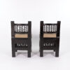 Pair Of Moorish Ebonized Low Chairs With Upholstered Seats, Morocco Circa 1920