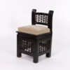 Pair Of Moorish Ebonized Low Chairs With Upholstered Seats, Morocco Circa 1920