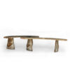 A Pair of Curved Cast Stone Faux Bois Benches, French Circa 1900