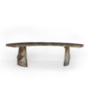 A Pair of Curved Cast Stone Faux Bois Benches, French Circa 1900