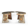 A Pair of Curved Cast Stone Faux Bois Benches, French Circa 1900