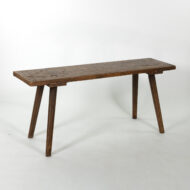 Rustic Ochre Painted Wooden Bench, English Circa 1850.