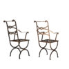 Pair Of Iron Strapwork Armchairs, English, 20th Century.