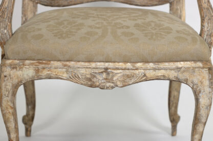 Late Gustavian Period Painted Open Arm Chair with Later Upholstery, Sweden circa 1810