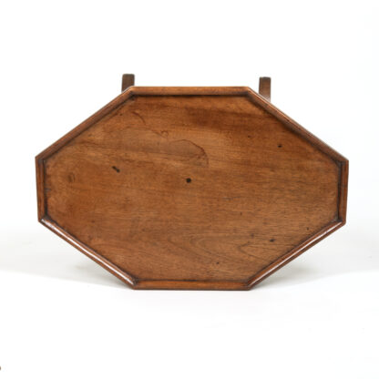 Hexagonal Shaped Walnut Merchant’s Table with Double-Sided Drawer and Lower Shelf French circa 1870