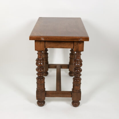 Italian Walnut Two Drawer Side Table with Robust Turned Legs Circa 1880