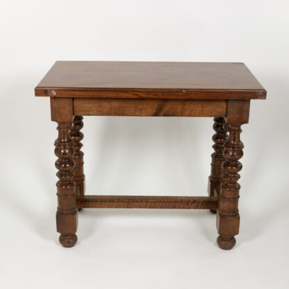 Italian Walnut Two Drawer Side Table with Robust Turned Legs Circa 1880