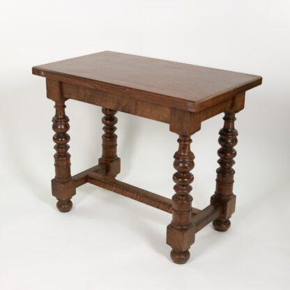 Italian Walnut Two Drawer Side Table with Robust Turned Legs Circa 1880