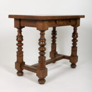 Italian Walnut Two Drawer Side Table with Robust Turned Legs Circa 1880