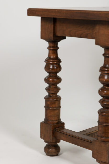 Italian Walnut Two Drawer Side Table with Robust Turned Legs Circa 1880