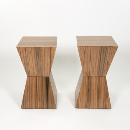 Custom Pair of Zebrawood Geometric Cocktail Tables, Contemporary