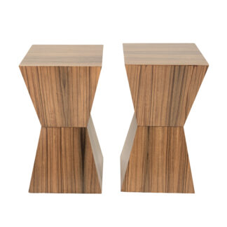 Custom Pair of Zebrawood Geometric Cocktail Tables, Contemporary