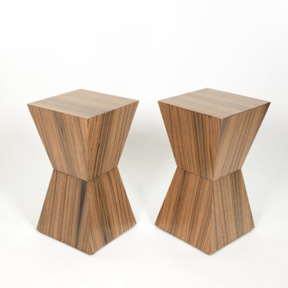 Custom Pair of Zebrawood Geometric Cocktail Tables, Contemporary