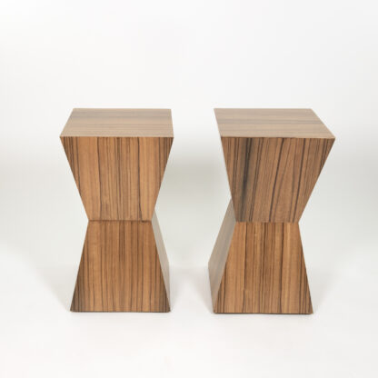 Custom Pair of Zebrawood Geometric Cocktail Tables, Contemporary