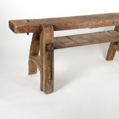 French Wood Worker’s Bench with Vise and Lower Shelf Circa 1880