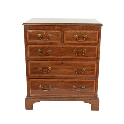 Georgian Style Mahogany Bachelor’s Chest with Satinwood Inlay, English, circa 1890