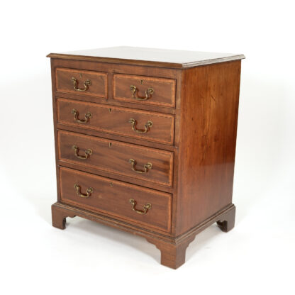 Georgian Style Mahogany Bachelor’s Chest with Satinwood Inlay, English, circa 1890