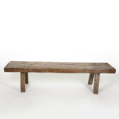 Rustic English Single Slab Top Elm Work Bench Circa 1680