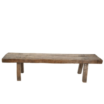 Rustic English Single Slab Top Elm Work Bench Circa 1680