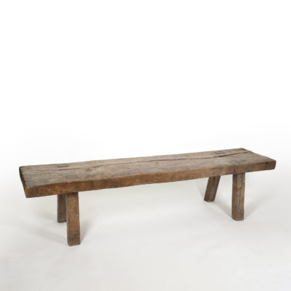 Rustic English Single Slab Top Elm Work Bench Circa 1680