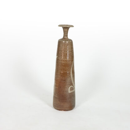 Tall narrow salt glazed studio pottery vessel American circa 1970