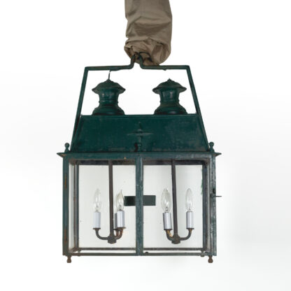 English Green Tole Painted Double Lantern, Circa 1880