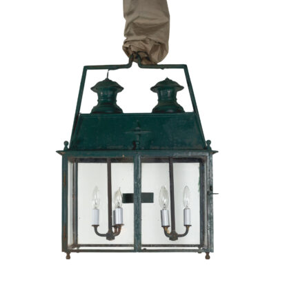 English Green Tole Painted Double Lantern, Circa 1880