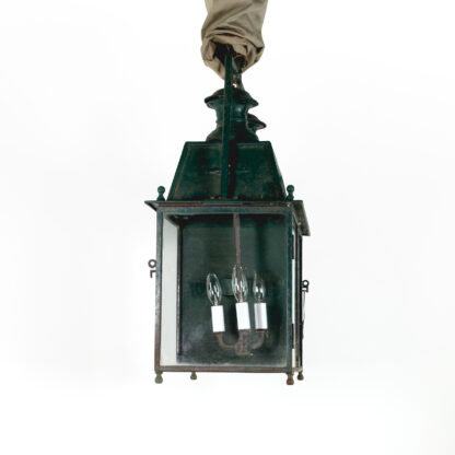 English Green Tole Painted Double Lantern, Circa 1880