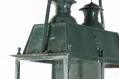 English Green Tole Painted Double Lantern, Circa 1880