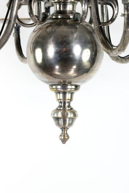 Flemish Silver-Plated Bronze Six-Light Chandelier, Early 20th Century