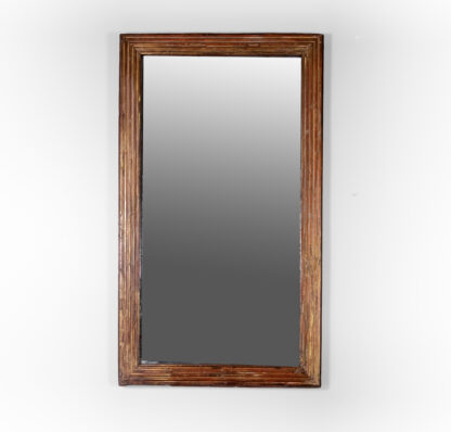 French Fluted Giltwood Mirror Frame With Original Mercury Plate, Circa 1860