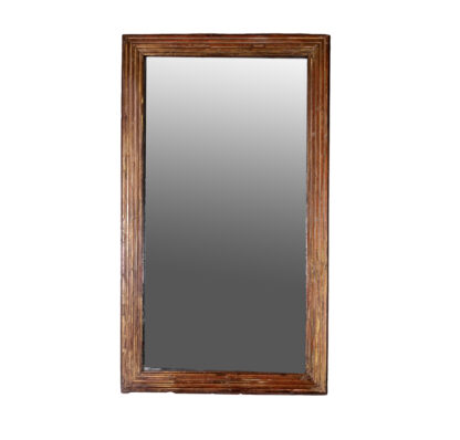 French Fluted Giltwood Mirror Frame With Original Mercury Plate, Circa 1860