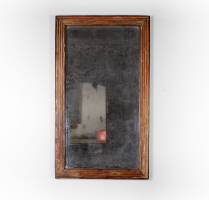 French Fluted Giltwood Mirror Frame With Original Mercury Plate, Circa 1860