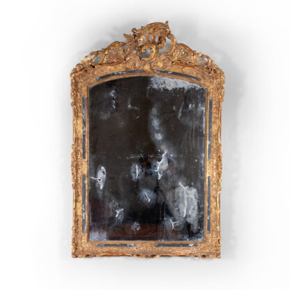 French Baroque Period Carved Giltwood Mirror Frame With Original Mercury Plate, Circa 1750