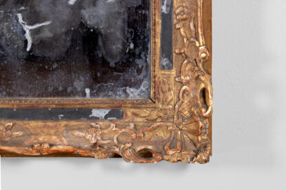 French Baroque Period Carved Giltwood Mirror Frame With Original Mercury Plate, Circa 1750