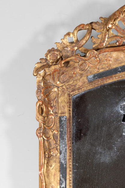 French Baroque Period Carved Giltwood Mirror Frame With Original Mercury Plate, Circa 1750