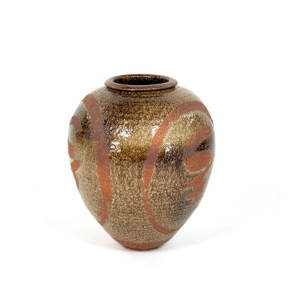 Ovoid Form Salt-Glazed Studio Pottery Vase, American 1960s