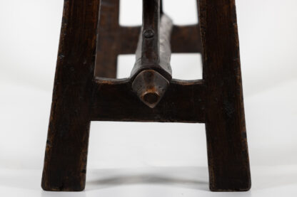 Italian Walnut Narrow Trestle Table with Plank Top and Stretcher Base Circa 1700